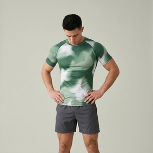 T-shirt de compression personnalisé pour homme, coupe ajustée, manches courtes, vêtements de sport actifs, entraînement en salle de sport, haut de performance - Product Image 4