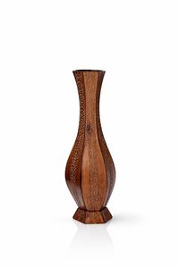 Jarrón de Piso de Madera Tallado a Mano, Recipiente Decorativo Alto Estilo Bambú para Decoración de Vestíbulos de Hotel y Hogar - Product Image 1