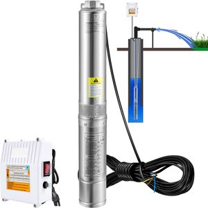 Pompe submersible pour puits profond 3HP 230V/60Hz avec cordon de 33 pieds et boîtier de commande externe en acier inoxydable de 4 pouces, 37 GPM, hauteur de refoulement 640 pieds - Product Image 1