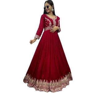 Nuevo y Elegante Salwar Kameez Anarkali de Seda Georgette Bordada para Mujer, con Dupatta, Ligero, para Fiestas, Sin Costuras - Product Image 1