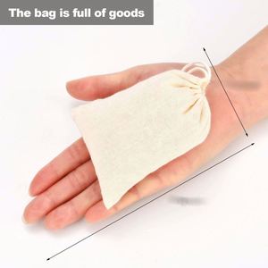 Sac à cordon imprimé en mousseline de coton, écologique, résistant à l'eau, portable, petite taille, pochette blanche en mousseline pour usage promotionnel - Product Image 1