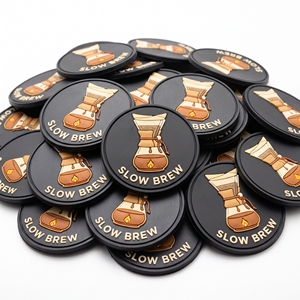 Badge rond en PVC souple, motif café expresso et porte-filtre, patch en caoutchouc 3D, directement du fabricant, pour tablier, casquette, sac - Product Image 3