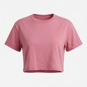 เสื้อยืดคอตตอนเรียบง่ายแบบพื้นฐานสำหรับผู้หญิง เสื้อยืดครอปพรีเมียมสำหรับผู้หญิง เสื้อผ้าออกกำลังกาย ระบายอากาศได้ดี สีสันปรับแต่งได้ - Product Image 1