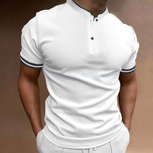 Nouvelle Collection Été – Chemise Décontractée Homme à Manches Courtes en Coton Tricoté Uni, Écologique et Respirant, Col Montant, Idéale pour le Bureau et la Mode - Product Image 3