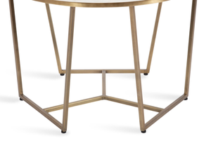 Venta al por mayor última forma redonda de mármol superior mesa de centro con patas de hierro chapado en oro hecho a medida muebles para el hogar proveedor de la India - Product Image 6