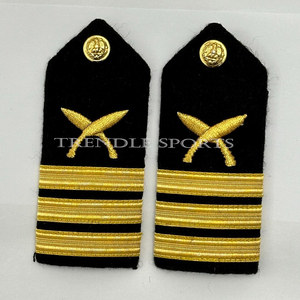 Correas de Hombro de Algodón Negro con Espadas Cruzadas Doradas y Rayas, Accesorios de Uniforme - Product Image 1