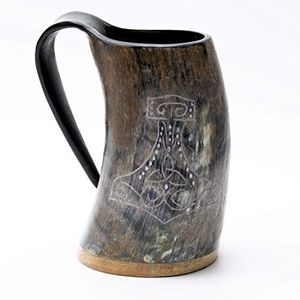 Chope à bière artisanale en corne de buffle, finition naturelle, vente en gros pour commandes en gros, style corne à boire viking - Product Image 3