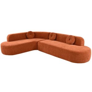 Mirod 122 ''Extra grande elegante diseño curvo sofá seccional tapicería de tela suave tres sala de estar de espuma de alta resistencia - Product Image 6