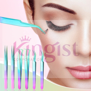 Custom Logo Curved Volume Eyelash Tweezer Set 90 Degree Russian Volume Fiber Tip Lash Tweezers for Eyelash Extension - Product Image 6
