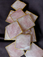 Sous-verre en pierre précieuse naturelle sculptée, en quartz rose et agate, élégant, rose, en forme de carré, pour la guérison, la décoration et le Feng Shui, vente en gros