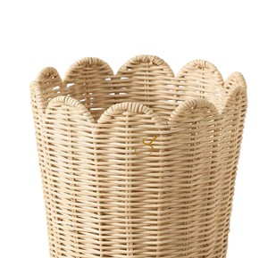 Handwoven Flexible Design Scalloped Rattan Waste <b>Basket</b> Trash Can Eco-Friendly Natural <b>Wicker</b> <b>Storage</b> Bin for Office Home Decor - Product Image 3