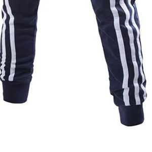 LAMA INDUSTRIES Pantalon de survêtement bleu marine pour homme, taille élastique, braguette zippée, joggers décontractés, design croisé, tricot léger - Product Image 4