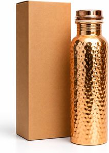 Hammered <b>Copper</b> Portable Leak-Proof Lid Reusable Water Bottle Equipped Anti-Corrosion Coating for Home Office Gym Travel Durable - Product Image 2
