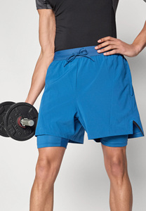 Men's Solid Black Double <b>Layer</b> Running Shorts Inner Compression Quick Dry Eco-Friendly Oxford Fabric Sporty Elastic Waist <b>Mid</b> - Product Image 5