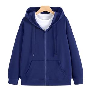 Sudadera con Capucha y Cierre de Cremallera Unisex, Color Verde Claro, Corte Holgado, Color Sólido, Informal, Tejida, 100% Algodón, Transpirable, para Invierno - Product Image 5