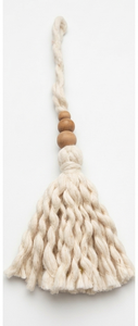 Bohemian Cotton Tassel Keychain With Wooden Beads For Entryway Decor - Product Image 3