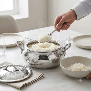 Ensemble de casseroles en acier inoxydable en gros, 4 pièces, casseroles martelées avec couvercles, ustensiles de cuisine traditionnels indiens, restaurant - Product Image 5