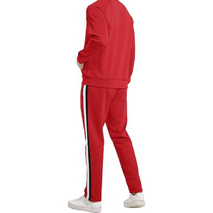 Red Black <b>White</b> Stripe Zip <b>Tracksuit</b> Men Athletic Jacket Jogger Set Slim Fit Sportswear - Product Image 3