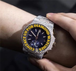 Reloj Personalizable de Oro Blanco con Diamantes Moissanite, Estilo Hip Hop, Cronógrafo, Esfera Azul, Características Únicas, Brillante, a un Precio Accesible - Product Image 4