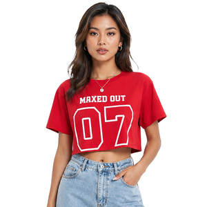 Custom Graphic Crop <b>Top</b> Casual T Shirt Wholesale Summer High Quality Women's Shirts 2026 Short Sleeve Combed Cotton Streetwear - Product Image 1