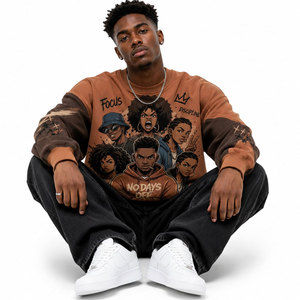 Factory OEM 330G Heavyweight Cotton Blend Oversized <b>Hoodies</b> Custom Embroidery Logo Men Streetwear Pullover Sweatshirts - Product Image 4
