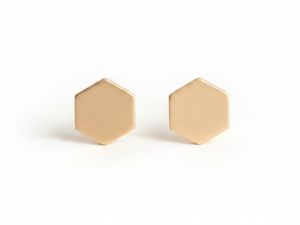 Pendientes Geométricos Hexagonales de Oro Sólido de 14k, Minimalistas para Uso Diario, Regalo de Boda o Compromiso, Joyería Unisex - Product Image 2