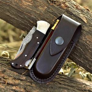 Couteau pliant artisanal en acier Damas à pointe tombante, manche en bois de rose, personnalisable OEM, épaisseur de lame de qualité industrielle, EDC, camping en extérieur - Product Image 5