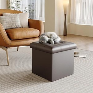 Walnut Wood Upholstered Storage Ottoman <b>Stool</b> Wholesale | Handcrafted <b>Step</b> Seat - Product Image 2