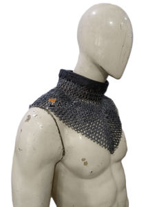 Collar de Cota de Malla Hecho a Mano de Acero Suave con Anillos Planos Remachados, Auténtico Protector de Cuello para Armadura de Caballero de Batalla y Recreación Histórica - Product Image 5