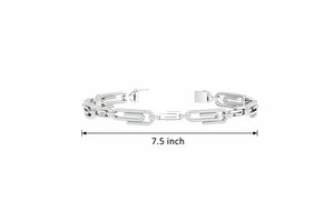 Bracelet en or 14 carats et diamants naturels pour femme, maillons en forme de trombone |   Bijoux fins réglables, style hip-hop |   1,20 carats - Product Image 2