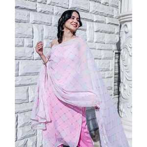 Ensemble de costume en mousseline de soie rose XS élégant et respirant pour femmes Anaya - Product Image 3