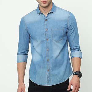 Camisa de Mezclilla para Hombre, de Alta Calidad, Color Sólido Clásico, Estilo Vintage, Ecológica, con Botones de Cuerno, para Uso Diario, Oficina, Estilo Urbano, Larga Duración - Product Image 1