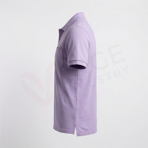 Polo en piqué à manches courtes pour homme, couleur lavande, avec poche, décontracté, respirant, coupe classique, design tricoté uni - Product Image 5