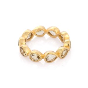 Bague d'éternité en or 18 carats avec topaze citron - Sertissage micro-pavé - Bague de mariage - Product Image 6