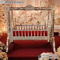 Cuna de Bebé de Madera de Teca Tapizada, Estilo Vintage, Elegante y de Lujo, Diseño de Princesa, Duradera, Desmontable, Acabado Marrón Oscuro, Nueva Llegada
