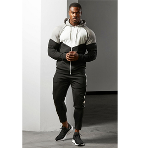 Sudadera con capucha de bloque de Color para hombre, ropa deportiva con cremallera frontal y bolsillos - Product Image 4