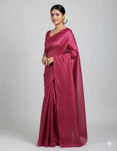 Robe longue élégante pour femme en soie Tussah bordeaux, idéale pour les mariages, coupe classique, infroissable - Product Image 3