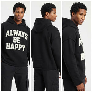 Sweat à capuche en molleton chenille brodé pour homme, avec ourlet déchiré et épaules tombantes, idéal pour l'hiver - Product Image 4