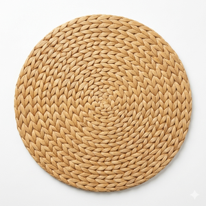 Manteles individuales redondos de jacinto de agua natural, resistentes al calor, ecológicos, para decoración del hogar, restaurantes y bodas. - Product Image 3