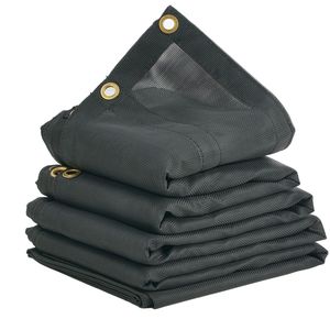 Telo in rete per camion ribaltabile 8 x 18 piedi, resistente, nero, rivestito in PVC, con occhielli in ottone a doppia tasca da 5,5 pollici e 18 once, accessorio per il controllo del carico - Product Image 6