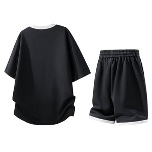 Nuevo Conjunto de Dos Piezas de Camiseta Polo para Hombre con Logotipo Personalizado OEM, Bloques de Color y Cuello Redondo, Camiseta de Manga Corta y Pantalones Cortos Casuales de Verano - Product Image 2