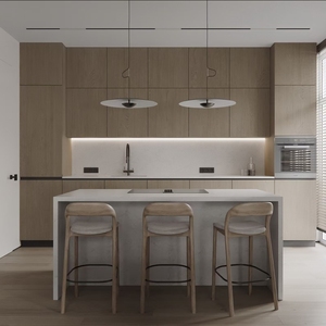 Meubles de cuisine en mélamine de style européen haut de gamme, design moderne modulaire sur mesure, ensemble complet, fabrication OEM au Vietnam, garantie de 2 ans - Product Image 3