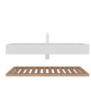 48 \ "bagno lavello lavabo integrato a parete galleggiante bianco rettangolare in acrilico lavello in legno naturale - Product Image 4