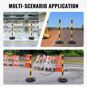 Regolabile 8FT giallo nero delineatore del traffico Post coni 2-Pack Base riempibile barriera di sicurezza del traffico avviso per parcheggio - Product Image 6