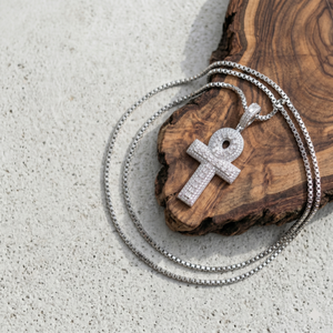 Pendentif Croix Ankh Hip Hop Personnalisé en Argent 925 avec Moissanite Baguette - Product Image 3