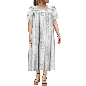 Robe longue décontractée sans bretelles pour femme, style Muumuu des îles du Pacifique, imprimé floral bouffant, personnalisable, prix bas, vente chaude - Product Image 5
