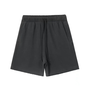 Shorts Unisex Negros de Punto con Cordón Ajustable, Cintura Media, Sólidos, Casuales, Transpirables, de Poliéster, Cortos - Product Image 1
