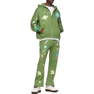 Custom Eco-Friendly Unisex Midweight Breathable Solid Hoodie Sweatpants Sets Flared Stacked <b>Tracksuit</b> Plus Size Printed Winter - Product Image 4
