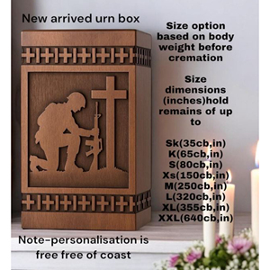 Handmade Rosewood Military Cremation Urn: Soldier & Cross Engraved Veteran Memorial Memorial Keepsake by AYAANS - Product Image 4