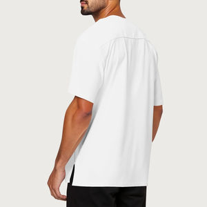 Camisetas Oversize de Algodón 100% Tejido para Hombre al por Mayor - Estilo Hip Hop de Lujo Personalizable en Blanco - Product Image 4